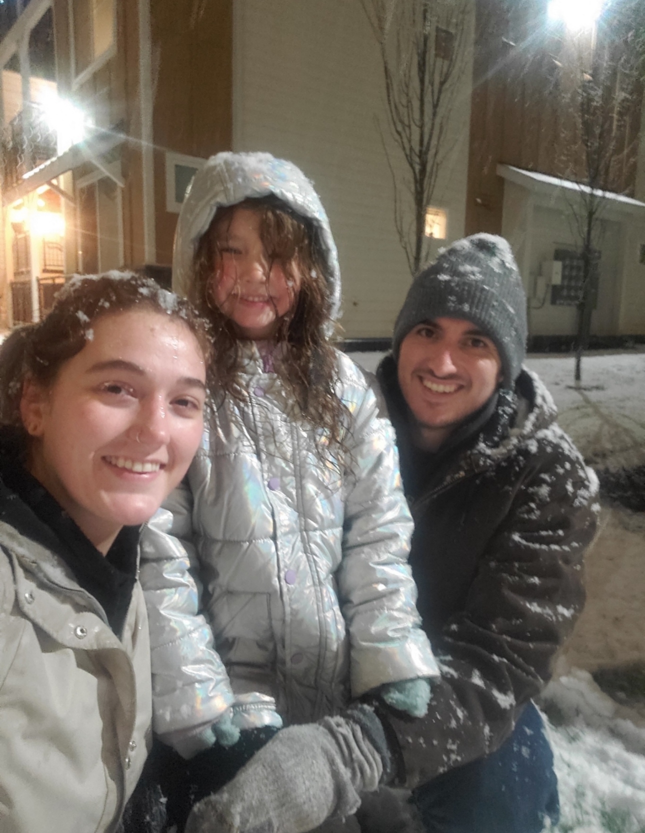 Kyden, JJ, and Elisa on a snowy adventure